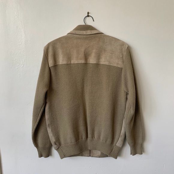 Vintage Suede and Knit Men’s Jacket 1980’s Stranger Things Leather Tan Jacket - Picture 8 of 9